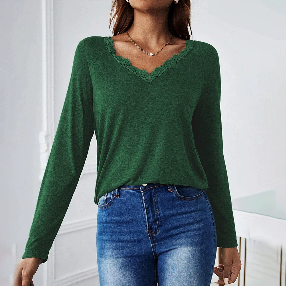 ZARA Relaxed Fit Lace Trim Long Sleeve Fashion Top